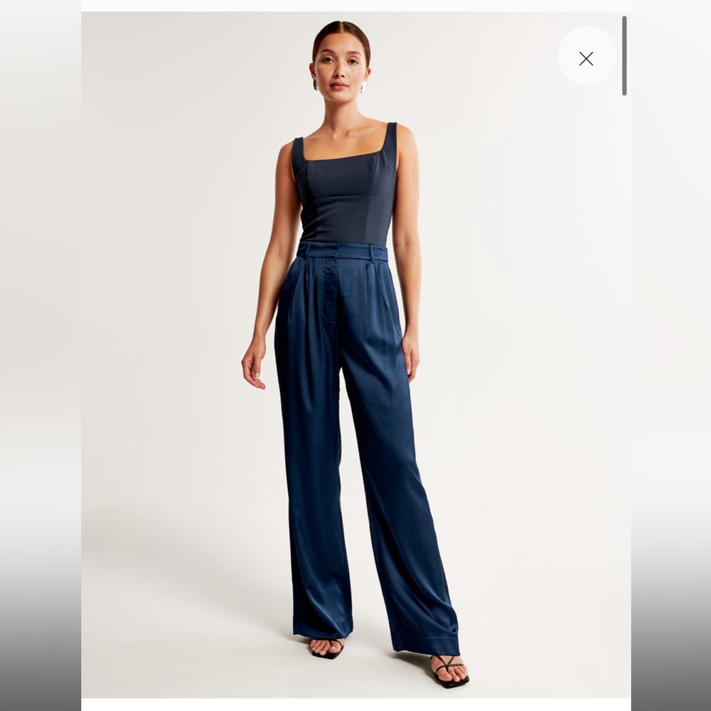 Abercrombie Navy Sloan Tailored Satin Pants